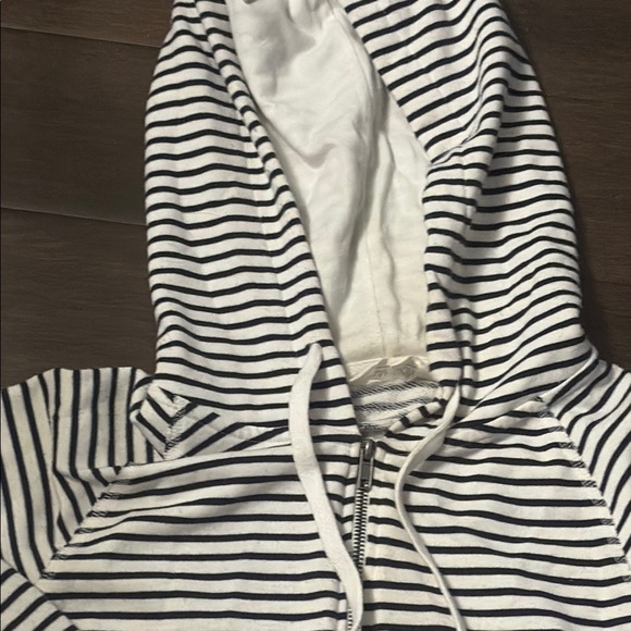 Danskin Striped Zip-Up Hoodie, size large navy and white - Picture 3 of 8